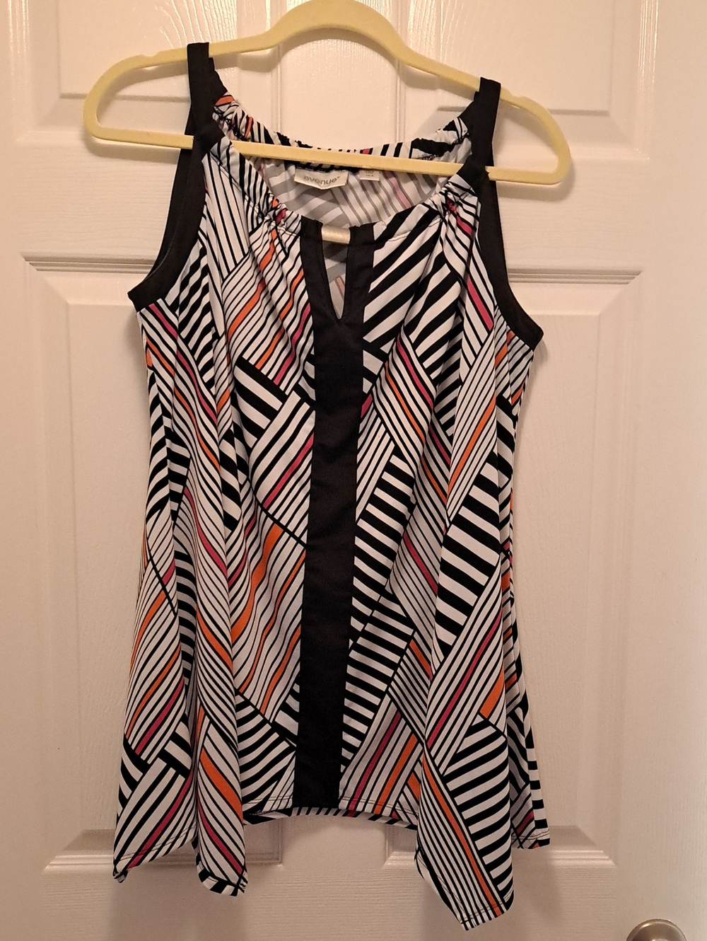 Avenue Black, White & Orange Striped Keyhole Tank